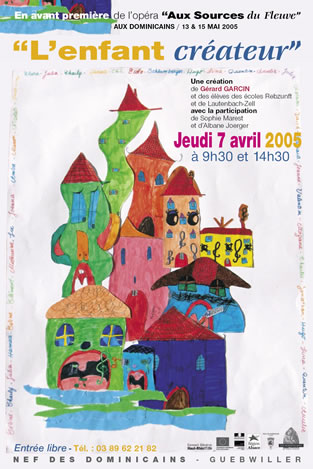 Affiche réalisée par les enfants pour le 07 avril 2005. Photo : G. Guérin