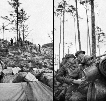 Chasseurs Alpins sur les flancs du Schratzmännele et sa petite carrière, août 1915.