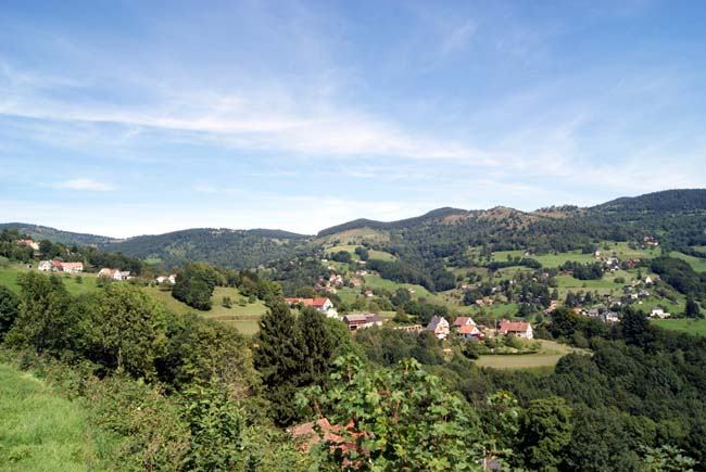 Vue sur le champ de bataille du Lingekopf depuis Hohrod.