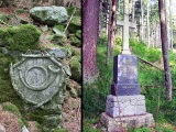 Secteur français du Sattelkopf : stèle Morgan et emblème de l'abri alpin. 