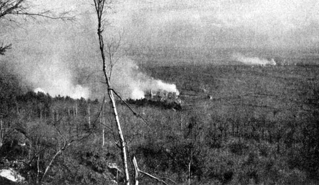 Le village de Steinbach bombardé en 1915. 