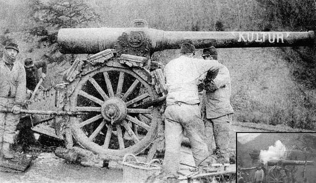 L’artillerie française contre Steinbach : le canon « Kultur ». 