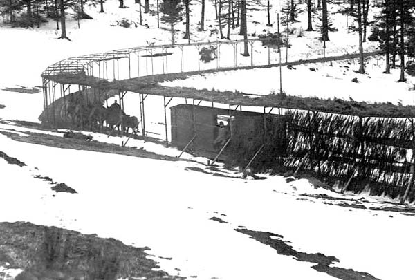 Col du Bonhomme: ligne de ravitaillement sur voie de 60cm camouflée. 