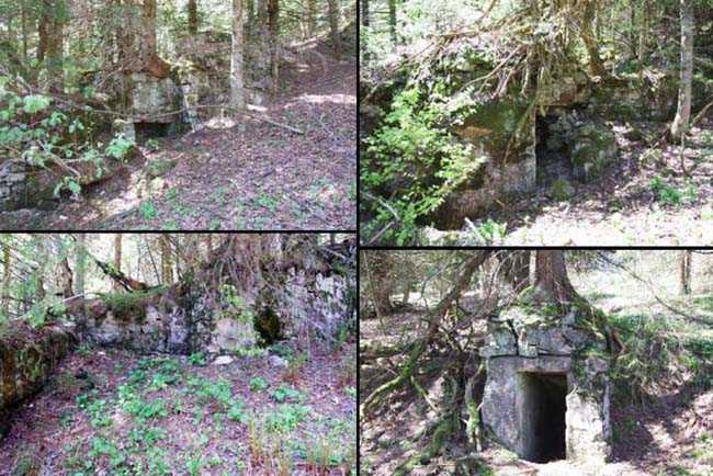 Vestiges du mur-tranchée montant au Bastion.