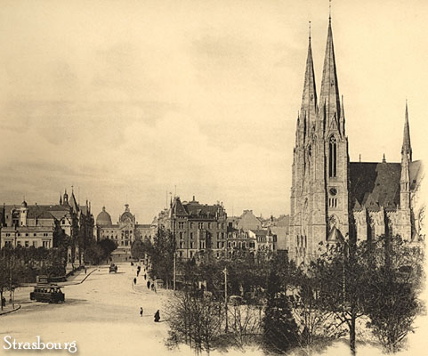 Développement urbain : vue de la place de l'Université vers le Palais impérial