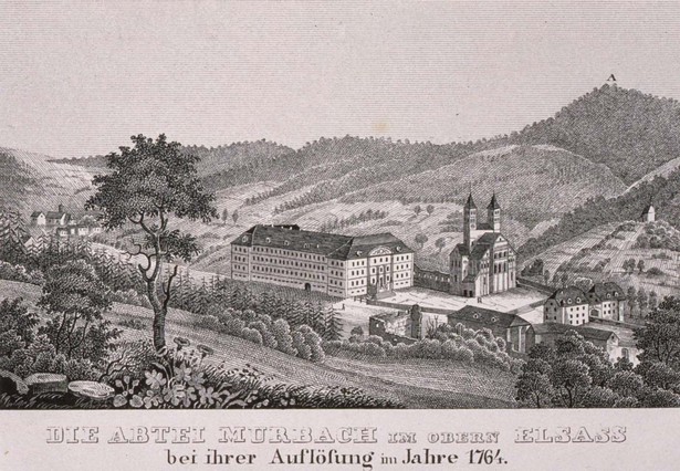 Saint-Léger de Murbach : l’abbatiale Saint-Léger en 1764, au moment de sa dissolution.