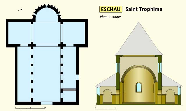 Eglise Saint-Trophime : plan d'après G. Dehio. 