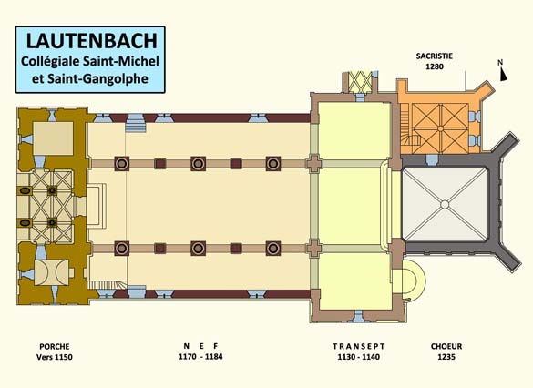 La collégiale Saint-Michel-et-Saint-Gangolphe : plan de l’édifice.