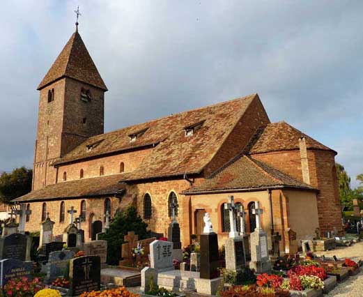 Altenstadt : l’église Saint-Ulric, vue générale de la face sud de l'édifice.