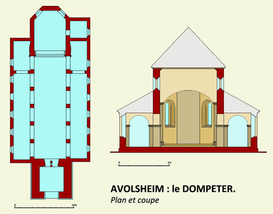 Avolsheim : le Dompeter : plan et coupe.