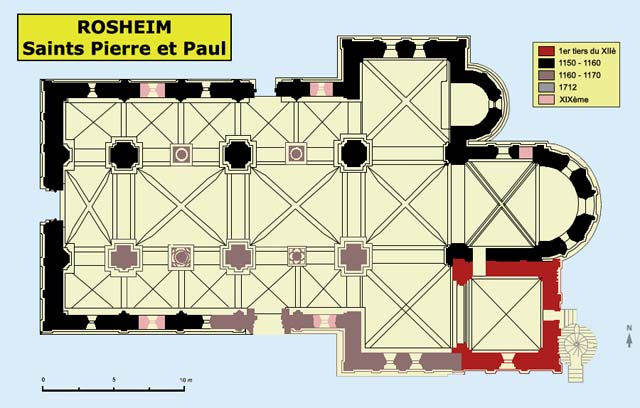 Eglise Saints-Pierre-et-Paul de Rosheim : plan de l’édifice. 