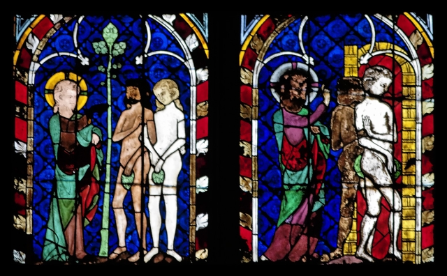 Narthex : Dieu demande des comptes à Adam et Ève, Adam et Ève chassés du Paradis (1280-1340)