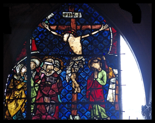 Le bas-côté sud, baie V : Passion du Christ, Crucifixion (v. 1340)