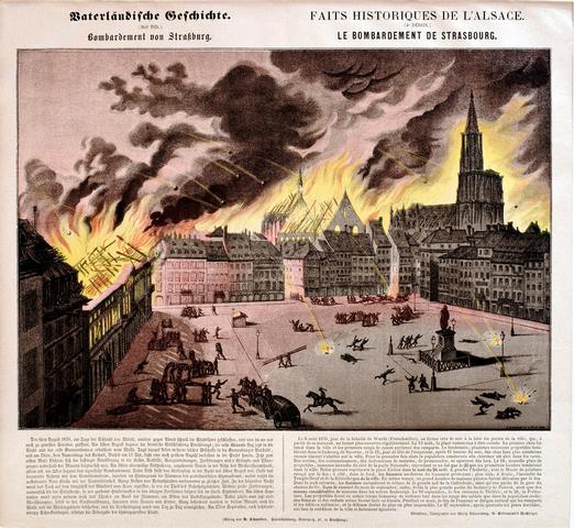 Le bombardement de Strasbourg : le Temple Neuf en flammes (image interactive)