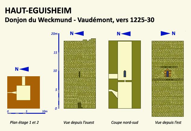 Weckmund-Vandémont : tour-donjon - plan et coupe