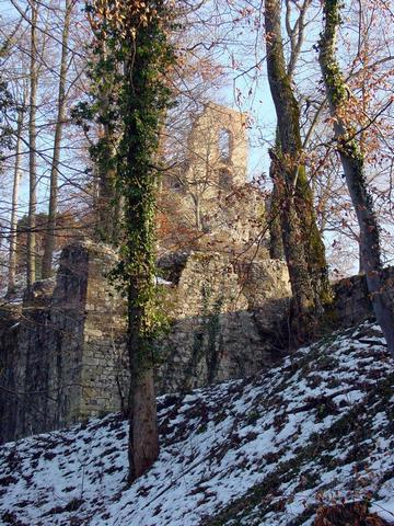 Vue sur le château haut depuis le nord-ouest 