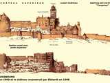 Présentation comparative de la ruine des Thierstein avant restauration (en bas) et le château reconstruit par Ebhardt 