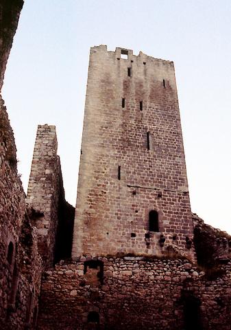 Arrière du donjon vu depuis le logis seigneurial