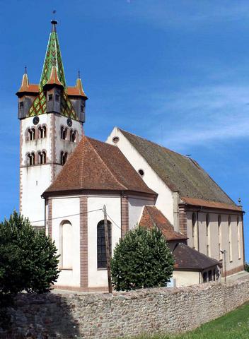 Châtenois : église Saint-Georges et clocher à échauguettes