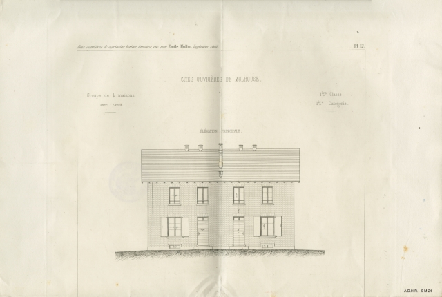 Maisons par groupes de quatre - vue de face