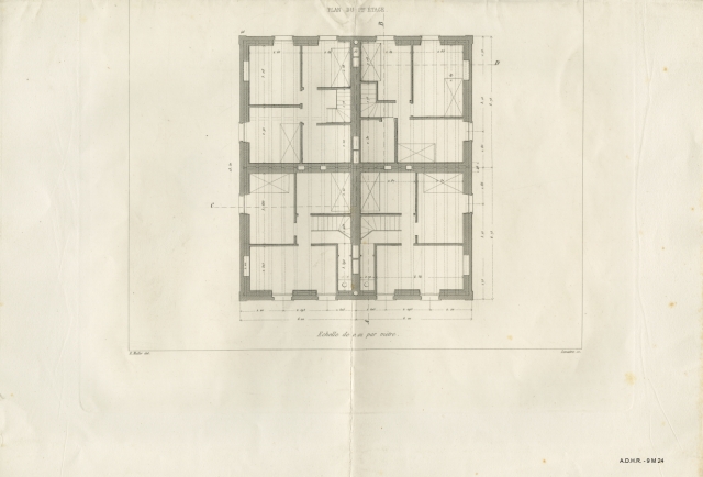 Maisons par groupes de quatre - premier étage (image interactive)