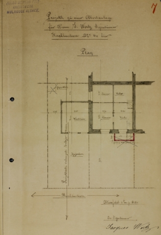 Plan caractéristique d’un rez-de-chaussée de carré mulhousien (image interactive)