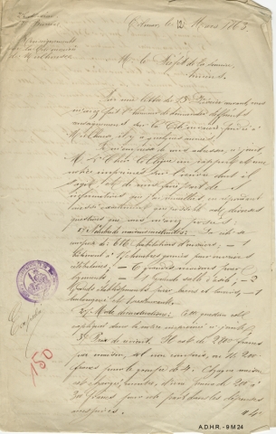 Lettre du préfet du Haut-Rhin au préfet de la Somme, 1863 (a) (image interactive)