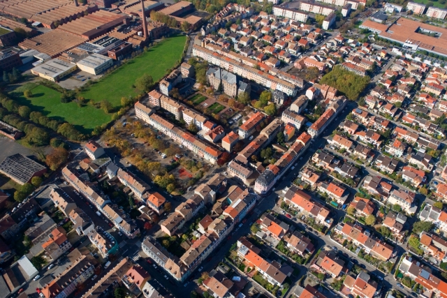 Mulhouse : cité ouvrière - vue aérienne de l'Ouest de la cité