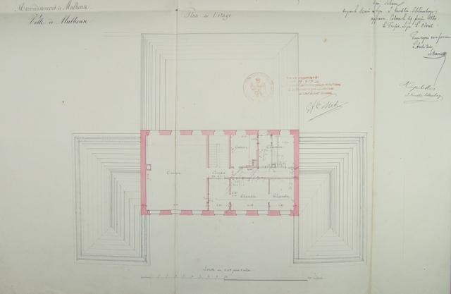 Rue Saint-Michel : salle d’asile - plan de l’étage, avec le logement et l’ouvroir