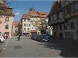 Sélestat : maisons anciennes et commerces dans le centre ville