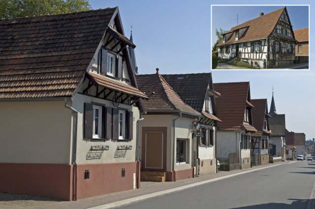 Betschdorf : rue du village et maison de potier