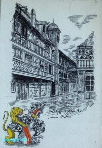 Strasbourg : hôtellerie Zum Raben - vue ancienne (1902)