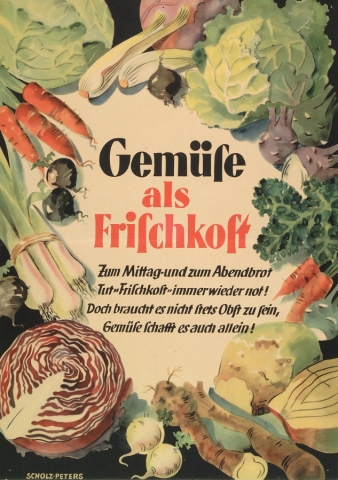 Affiche de propagande incitant à la culture des légumes pendant la seconde guerre mondiale