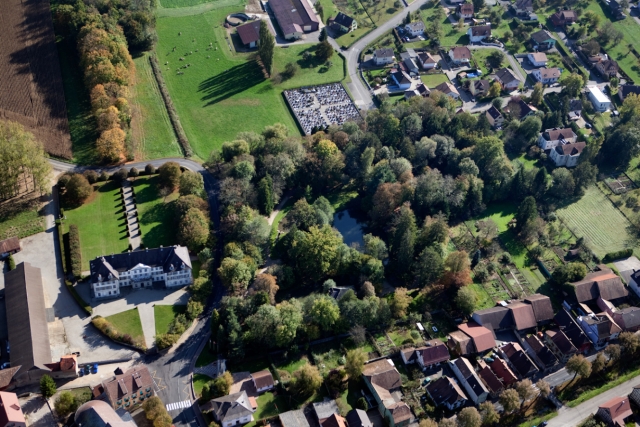 Hirtzbach : parc du château de Reinach - vue aérienne