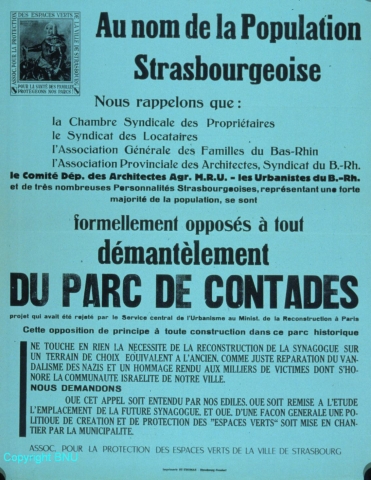 Affiche contre le démantèlement du parc des Contades