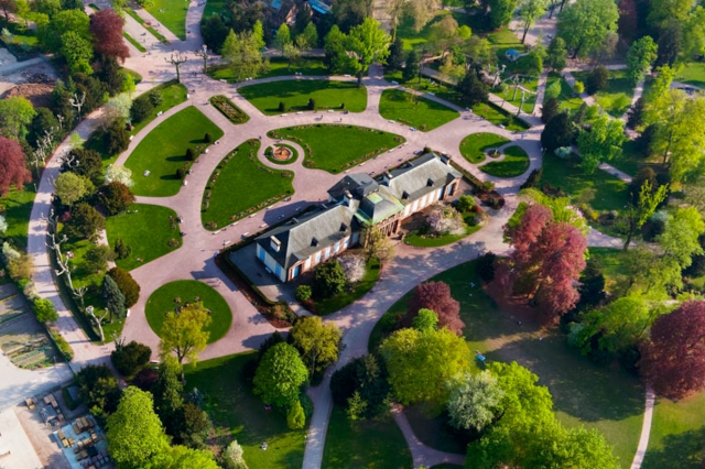 Strasbourg : parc de l'Orangerie - vue aérienne