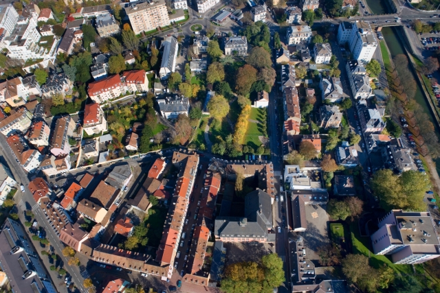 Mulhouse : parc public Jaquet - vue aérienne