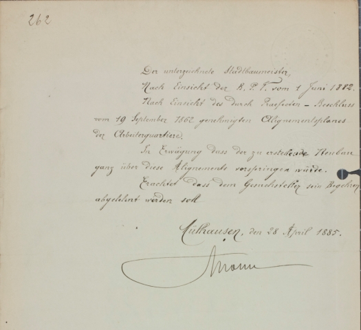 Note de la Mairie, 28 avril 1885 (image interactive)