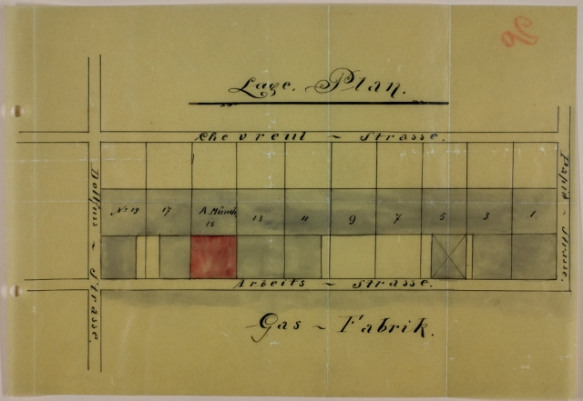 Plan de situation, 1896, en allemand