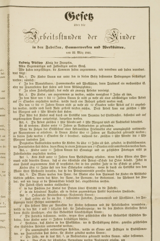 Extrait de la loi sur le travail des enfants, 22 mars 1841 (b)