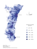 Carte des densités de population (1999)