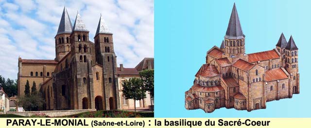 Basilique de Paray-le-Monial : exemple achevé d’une église de type bourguignon d’inspiration clunisienne.