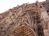 Cathédrale de Notre-Dame de Strasbourg : gâble surmontant le portail central de la façade occidentale   - Plan Erwin de Steinbach (fin XII-début XIIIe). Photo Marie-Georges Brun