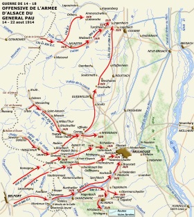 Guerre de 1914 – 1918, front Alsace-Vosges : l’offensive du général Pau en Haute-Alsace, 14 – 22 août 1914. 