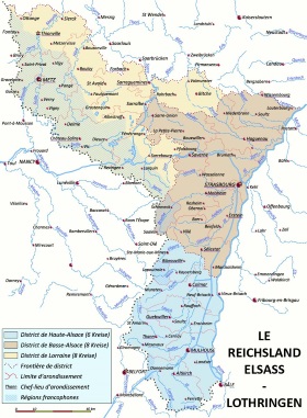 Bezirke et Kreise du Reichsland Elsass-Lothringen.