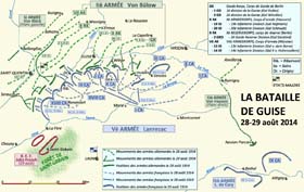 En prenant l’initiative d’une contre attaque sur Saint-Quentin, Le commandant de la Vè armée, Charles Lanrezac, oblige la IIè armée allemande à ralentir considérablement sa marche en avant. Ce brutal ralentissement incite le général von Klück, chef de la Ire Armée allemande à repenser son mouvement stratégique. Au lieu de déborder largement à l'ouest de Paris, sa trajectoire initiale, il resserre son dispositif vers l'est pour recoller à la IIe Armée allemande afin d’éviter que l’armée Lanrezac s'intercale entre lui et Von Bülow. Il laisse ainsi son flanc droit dangereusement dégarni : ainsi sont créées les condition du « Miracle de la Marne ». Le 3 septembre 1914, le général Joffre démet de ses fonctions le général Lanrezac : le vainqueur de Guise s’était montré beaucoup trop critique vis-à-vis des actions du Grand Quartier Général, ainsi que du général French, dont le BEF était en complète déconfiture. 
	