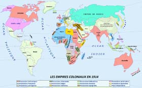 L'Europe colonise le monde : carte des principales colonies des puissances européennes.