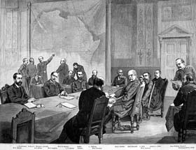 Représentation de la conférence de Berlin en 1884. Adalbert von Rößler,Allgemeine Illustrierte Zeitung..