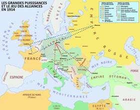 Le jeu des alliances en Europe à la veille de la guerre.