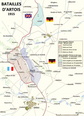 Carte des seconde et troisième batailles d’Artois.